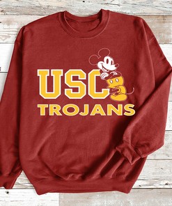 USC Trojans Disney Headshot Mickey Crew Neck Sweatshirt Fan Gift