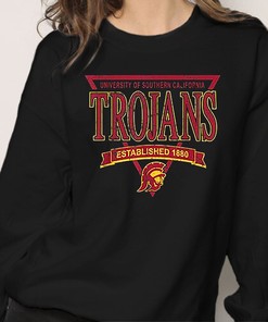 USC Trojans Vintage Trojan Head Logo Black T-Shirt Fan Gift