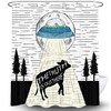 Ufo And Cow Spots Print Waterproof Shower Curtain For A Unique And Fun Bathroom Decor