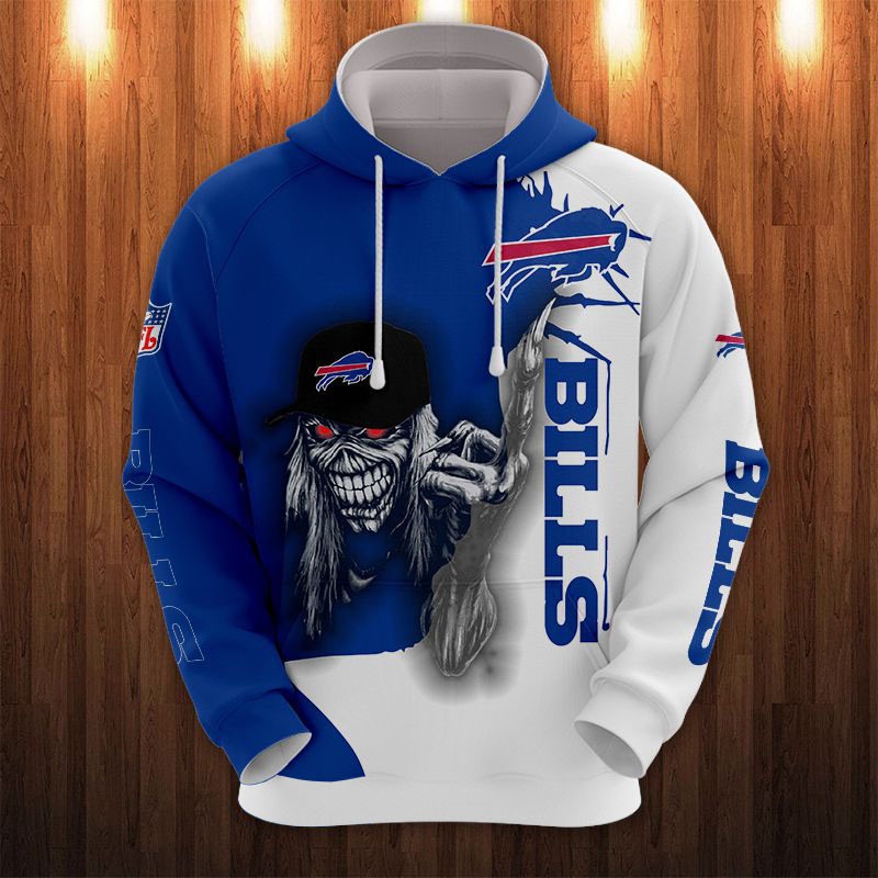 Ultra Cool Halloween Themed Buffalo Bills Hoodie With Death Graphic Prints
