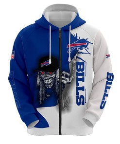 Ultra Cool Halloween Themed Buffalo Bills Hoodie With Death Graphic Prints
