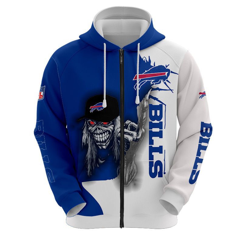 Ultra Cool Halloween Themed Buffalo Bills Hoodie With Death Graphic Prints