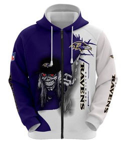 Ultra Death Graphic All Over Print Baltimore Ravens Hoodie 3D Gifts For Halloween