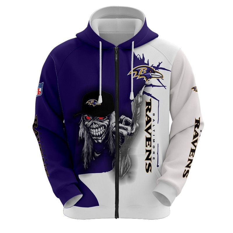 Ultra Death Graphic All Over Print Baltimore Ravens Hoodie 3D Gifts For Halloween