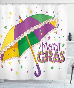 Umbrella Stars Fun Mardi Gras Print Shower Curtain for Bathroom