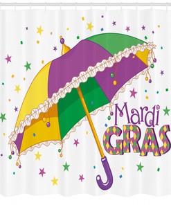 Umbrella Stars Fun Mardi Gras Print Shower Curtain for Bathroom