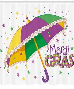 Umbrella Stars Fun Mardi Gras Print Shower Curtain for Bathroom