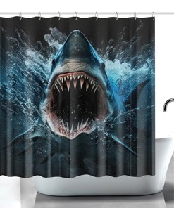 Under The Sea Shark Attack Art Print Shower Curtain