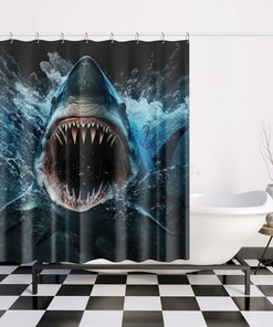 Under The Sea Shark Attack Art Print Shower Curtain