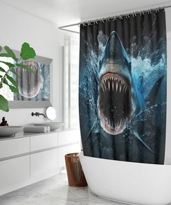 Under The Sea Shark Attack Art Print Shower Curtain