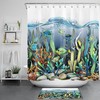 Under The Sea Tropical Fish Print Shower CurtainOceanic Bathroom Decor for Women & Kids