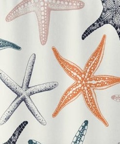 Under the Sea Nautical Bathroom Decor with Starfish Coral Shower Curtain