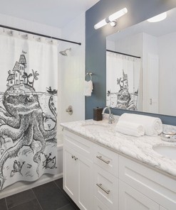 Under the Sea Octopus Shower Curtain for Island and Beach Bathroom Decor.