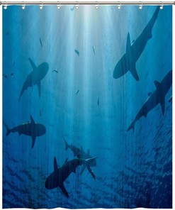 Undersea Creatures Fabric Shower Curtain - Aquatic Bathroom Decor