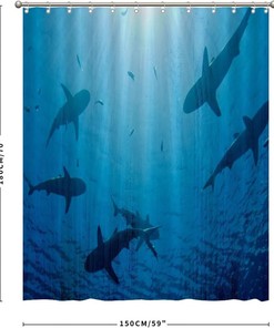 Undersea Creatures Fabric Shower Curtain - Aquatic Bathroom Decor