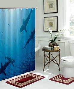 Undersea Creatures Fabric Shower Curtain - Aquatic Bathroom Decor