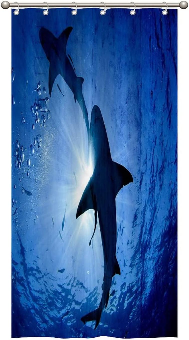 Undersea World Fabric Shower Curtain - Big Shark Bathroom Decor