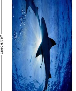 Undersea World Fabric Shower Curtain - Big Shark Bathroom Decor