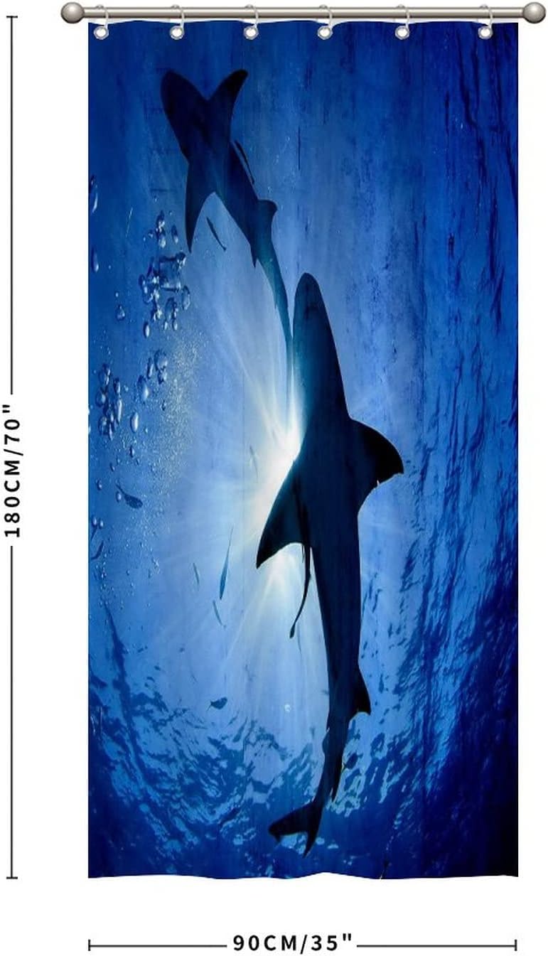 Undersea World Fabric Shower Curtain - Big Shark Bathroom Decor
