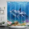 Undersea World Plants Tropical Funny Dolphins Shower Curtain For Bathroom