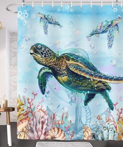 Underwater Adventures with Sea Turtle Shower Curtain for Kids