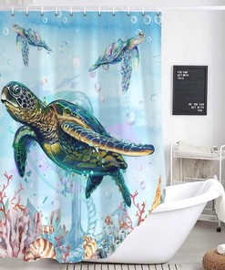 Underwater Adventures with Sea Turtle Shower Curtain for Kids