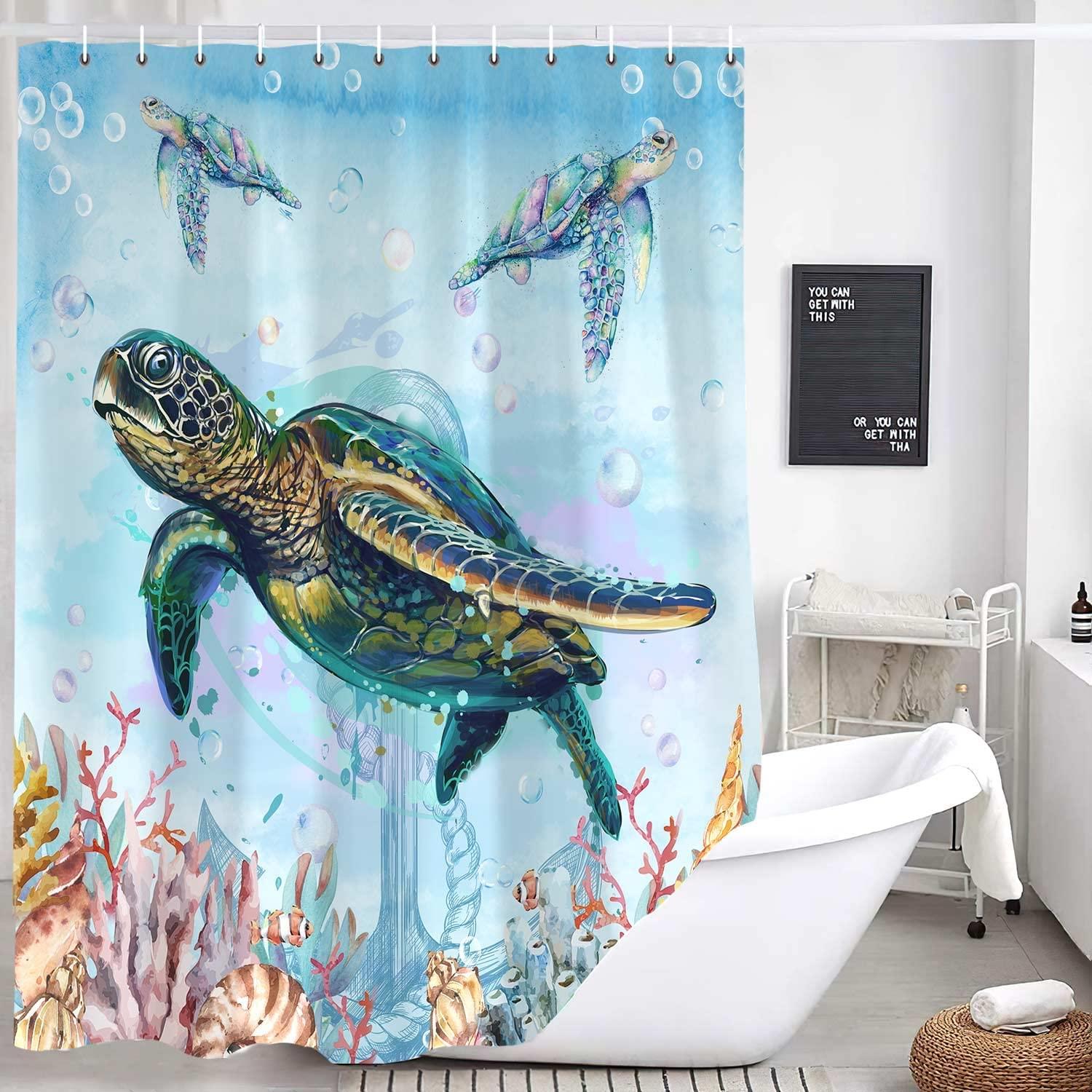 Underwater Adventures with Sea Turtle Shower Curtain for Kids