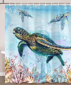 Underwater Adventures with Sea Turtle Shower Curtain for Kids