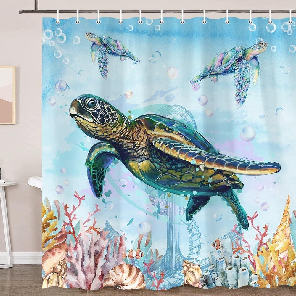 Underwater Adventures with Sea Turtle Shower Curtain for Kids