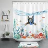 Underwater Anchor With Funny Diving Cat Shower Curtain - Humorous And Fun Animal For Bathroom Decor