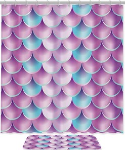 Underwater Beauty on Pink Mermaid Scales Shower Curtain for a Kid-Friendly Bathroom