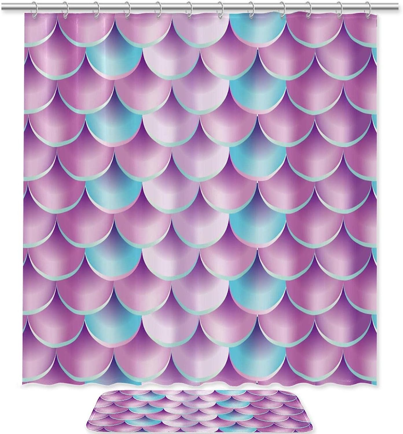 Underwater Beauty on Pink Mermaid Scales Shower Curtain for a Kid-Friendly Bathroom