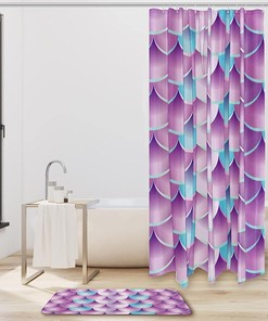 Underwater Beauty on Pink Mermaid Scales Shower Curtain for a Kid-Friendly Bathroom