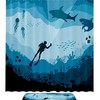 Underwater Blue Sharks Print Shower Curtain For Showers, Stalls, And Bathtubs