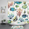 Underwater Coral Reef and Tropical Fish Shower Curtain Set for Bathroom Accessories