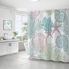 Underwater Coral Shower Curtain, Nautical Ocean Theme with Starfish and Seashell Decors 