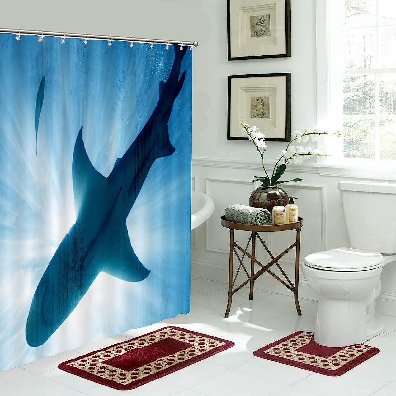 Underwater Creature Art Shower Curtain - Vibrant Sea Life Bathroom Decor