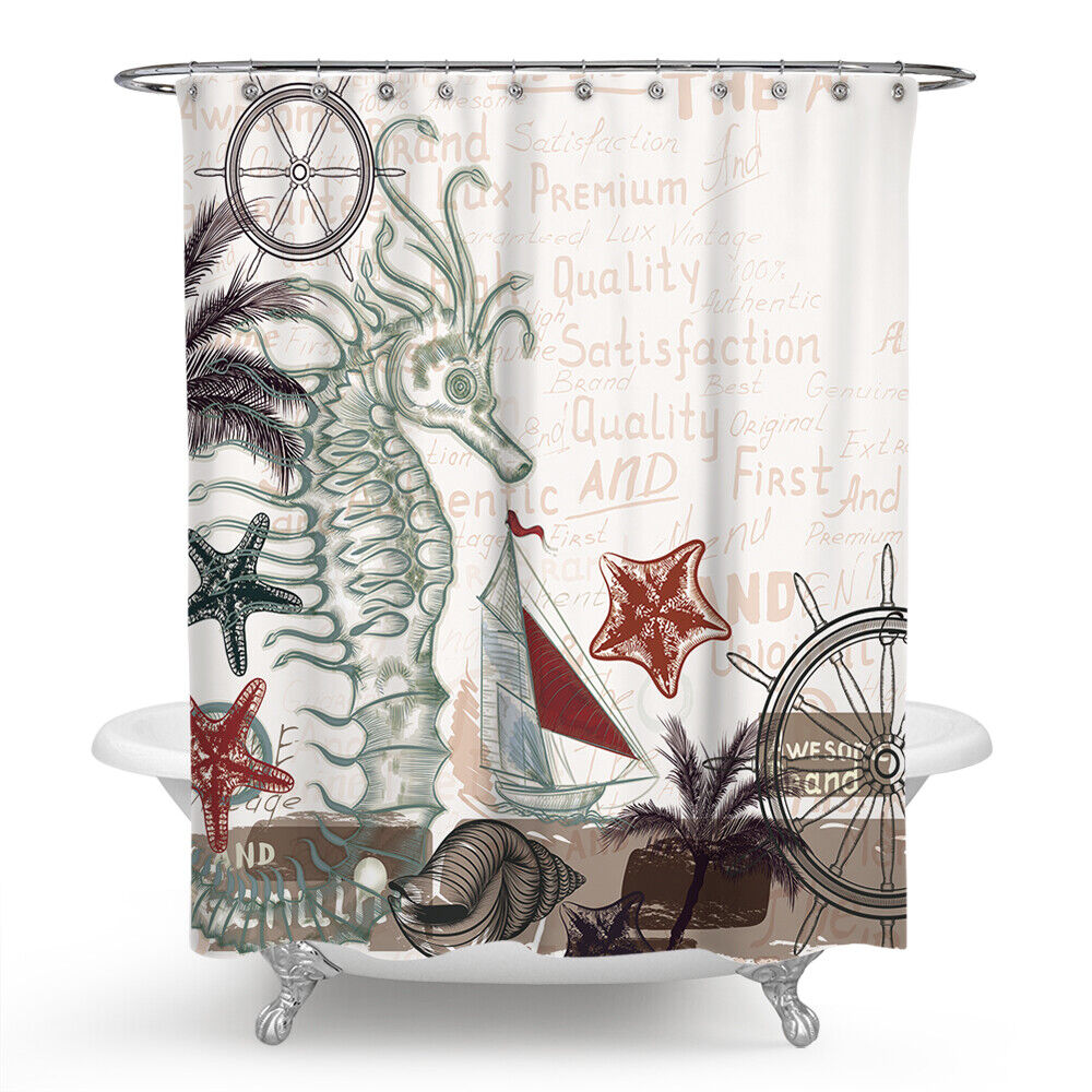 Underwater Fantasy Sea Horse Shower Curtain Unique Bathroom Decorations