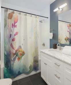 Underwater Garden Fish and Aquatic Plants Print Shower Curtain for a Dreamy Look