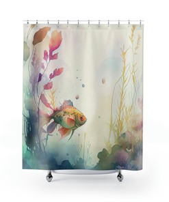 Underwater Garden Fish and Aquatic Plants Print Shower Curtain for a Dreamy Look