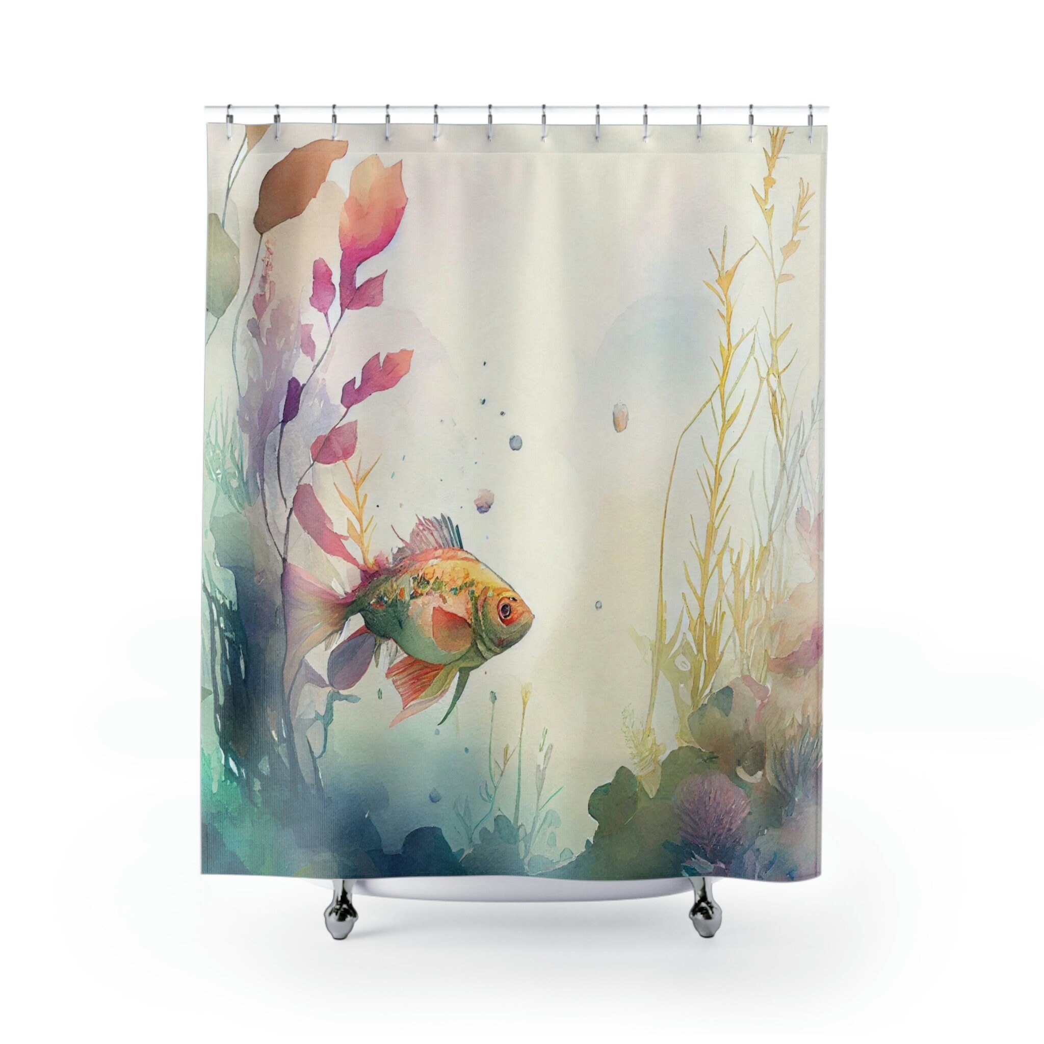 Underwater Garden Fish and Aquatic Plants Print Shower Curtain for a Dreamy Look
