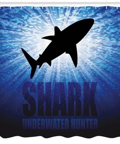 Underwater Hunter Danger Print Shower Curtain for Your Bathroom