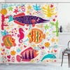 Underwater Life Art Fish Seahorse Starfish Dolphin Coral Shower Curtain