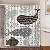 Underwater Marine Mammal Gray Black Whale Graphic Bathroom Curtain for Sea Life Enthusiasts