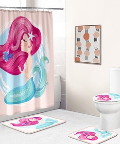 Underwater Mermaid Art Design Fabric Shower Curtain for Bathroom Decor