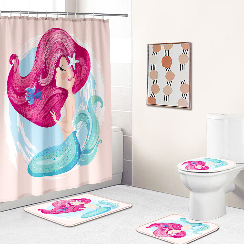 Underwater Mermaid Art Design Fabric Shower Curtain for Bathroom Decor