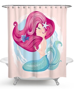 Underwater Mermaid Art Design Fabric Shower Curtain for Bathroom Decor