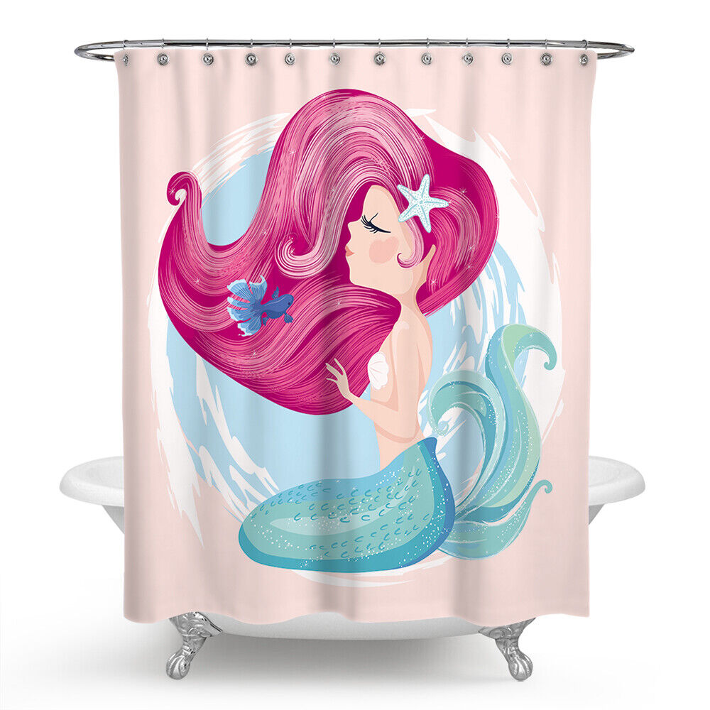 Underwater Mermaid Art Design Fabric Shower Curtain for Bathroom Decor