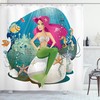 Underwater Mermaid Print Colorful Shower Curtain For Playful Kids' Bathroom Or Guest Bathroom Decor