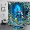 Underwater Ocean Animals and Dolphin Shower Curtain Set for Bathroom Accessories